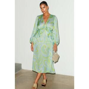 Never Fully Dressed Green Annies Swirl Dress in Satin size XXL